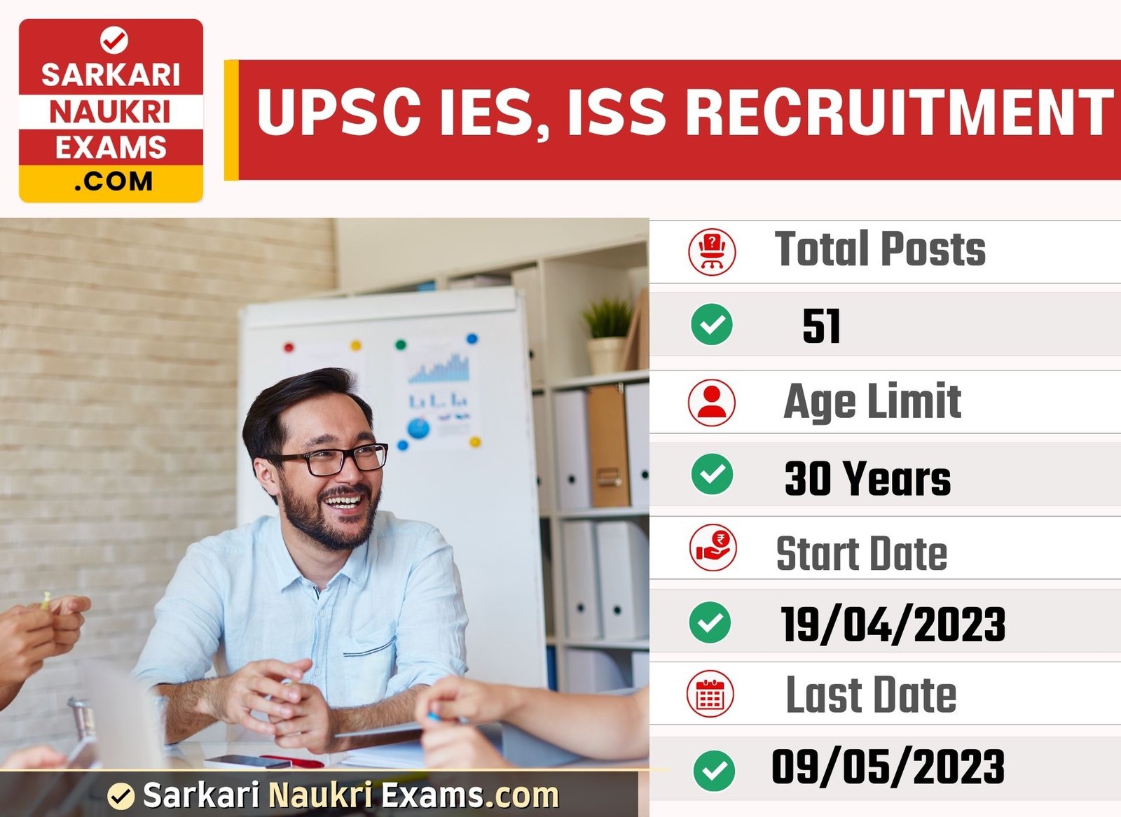 UPSC IES, ISS Recruitment Form 2023 | Last Date 9 May