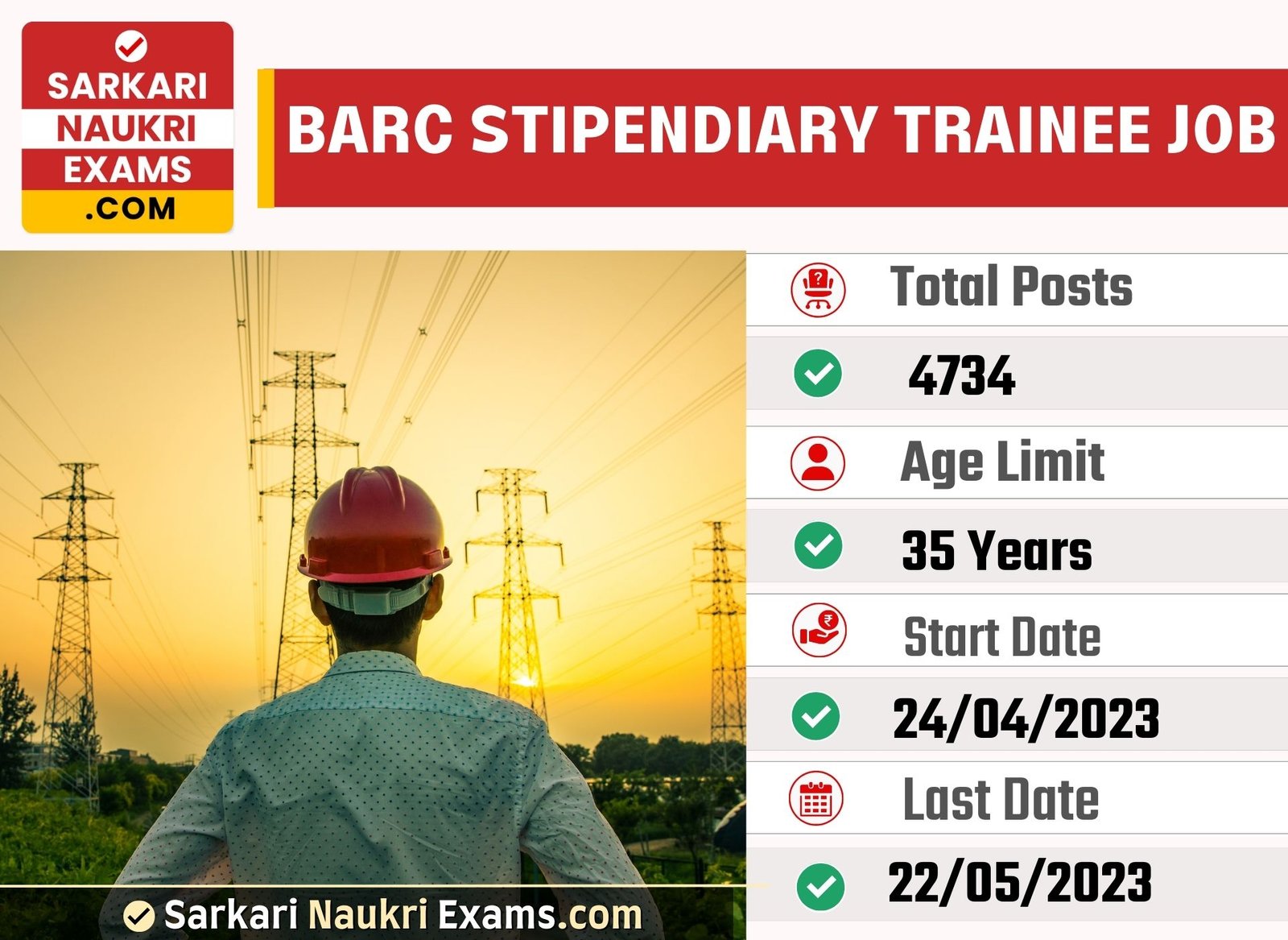 BARC Stipendiary Trainee Recruitment Form 2023 | Last Date 22 May