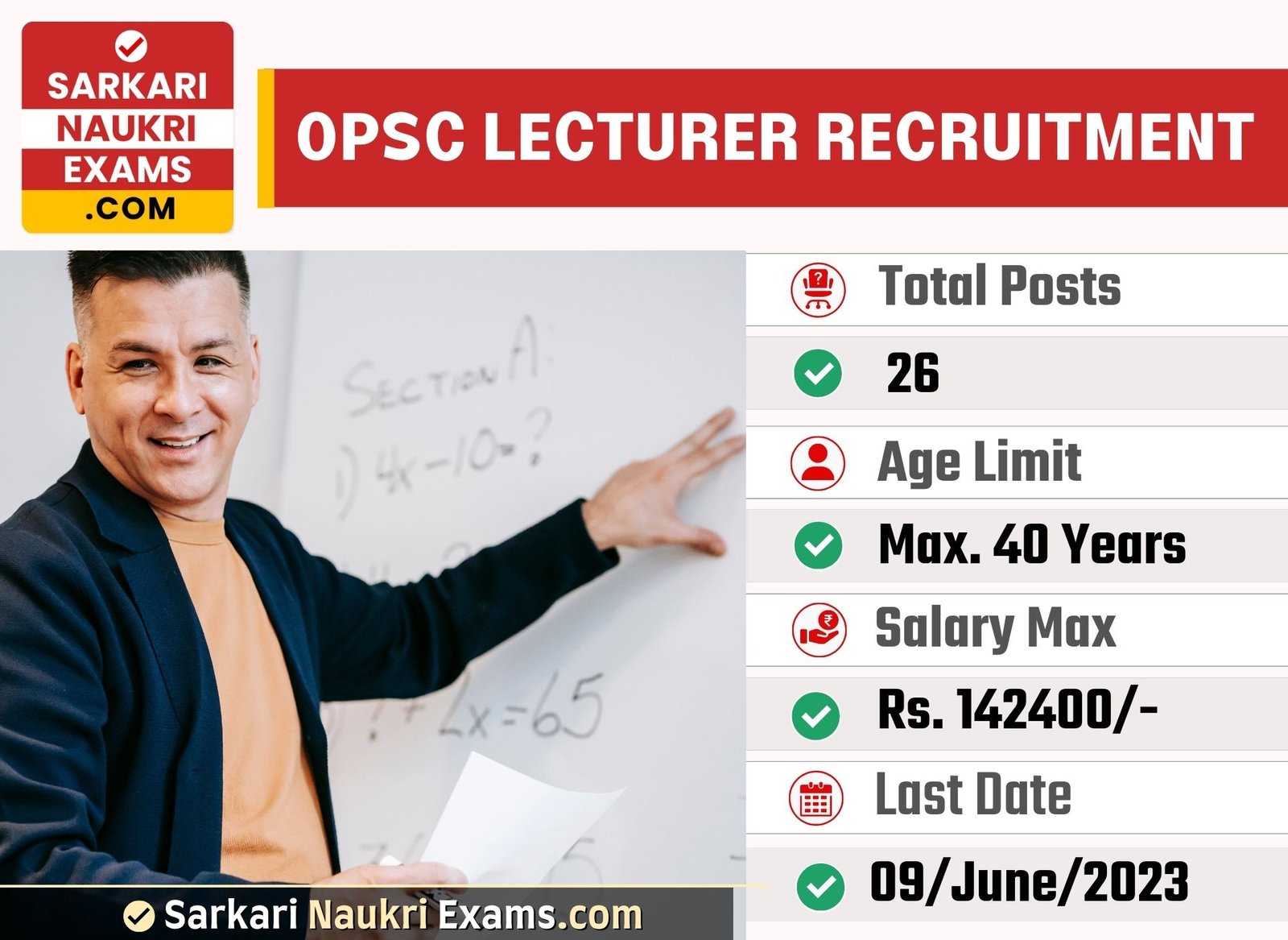OPSC Lecturer Recruitment Form 2023 | Last Date 9 June