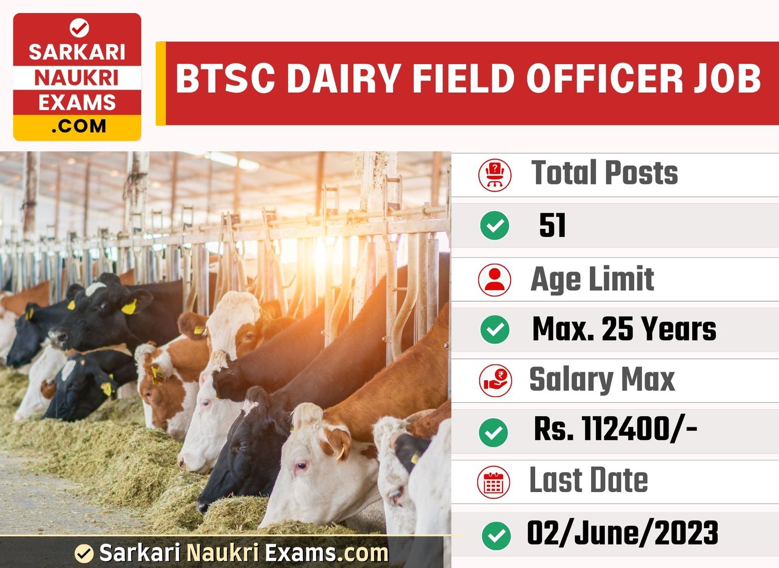 BTSC Dairy Field Officer (DFO) Recruitment Form 2023 | Last Date 2 June