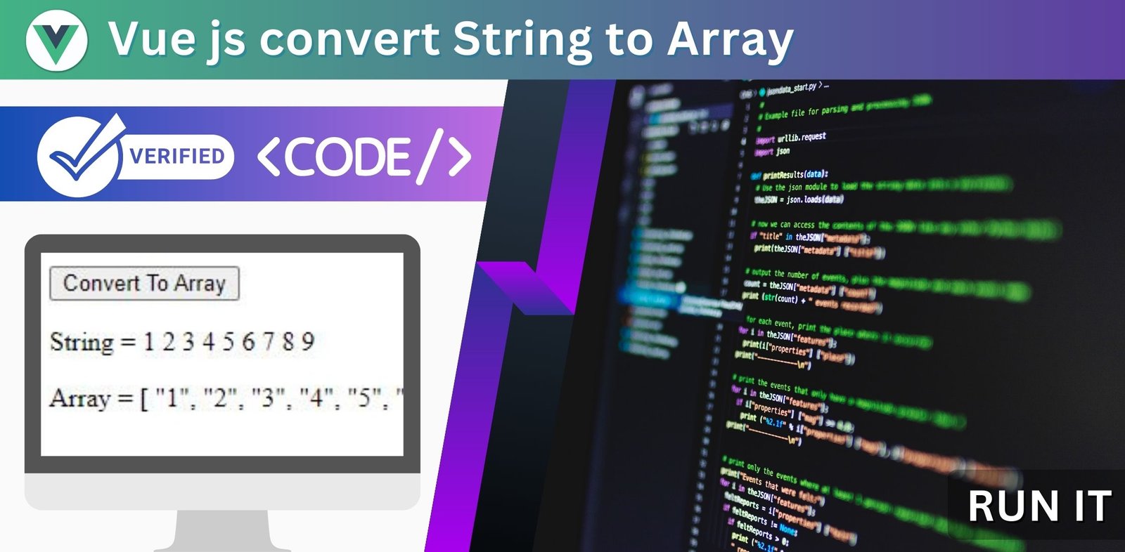 Vue js convert String to Array | Split string by comma
