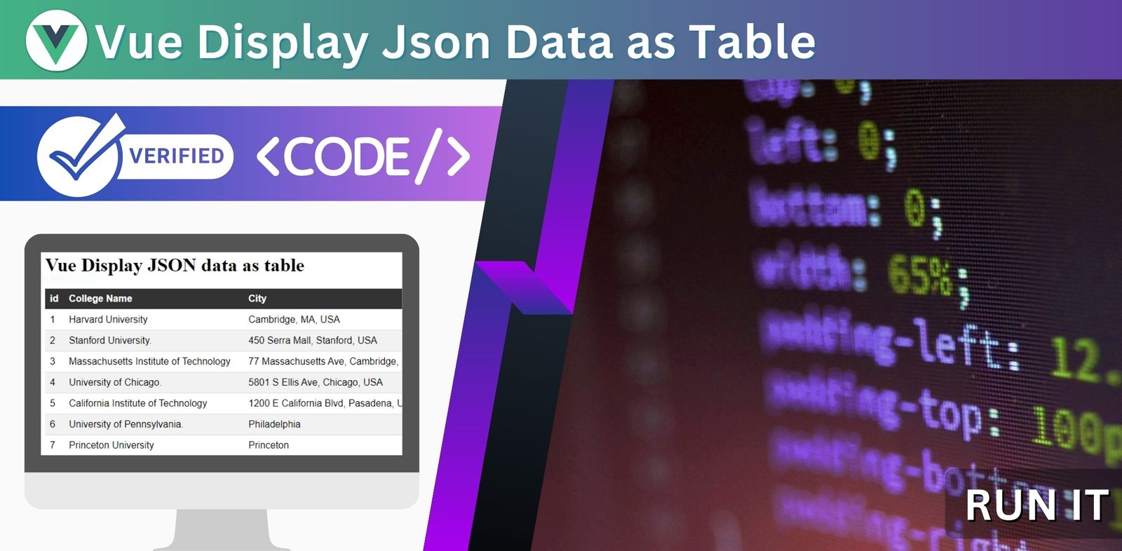 Vue Display Json Data in Table