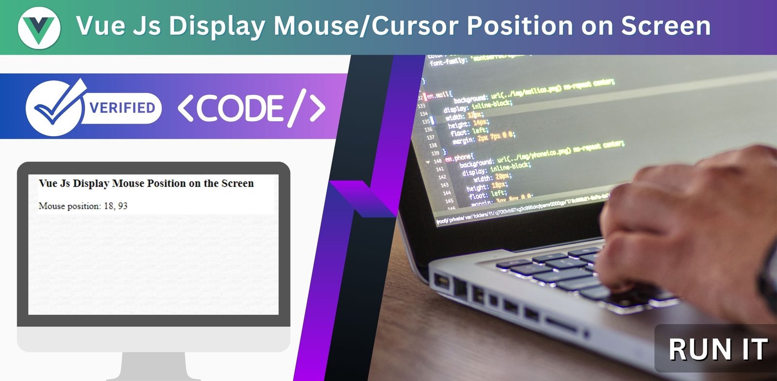Vue Js Display Mouse/Cursor Position on Screen