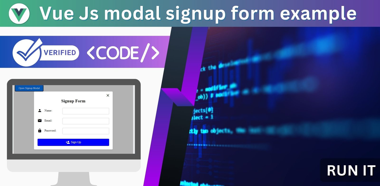 Vue Js modal signup form example