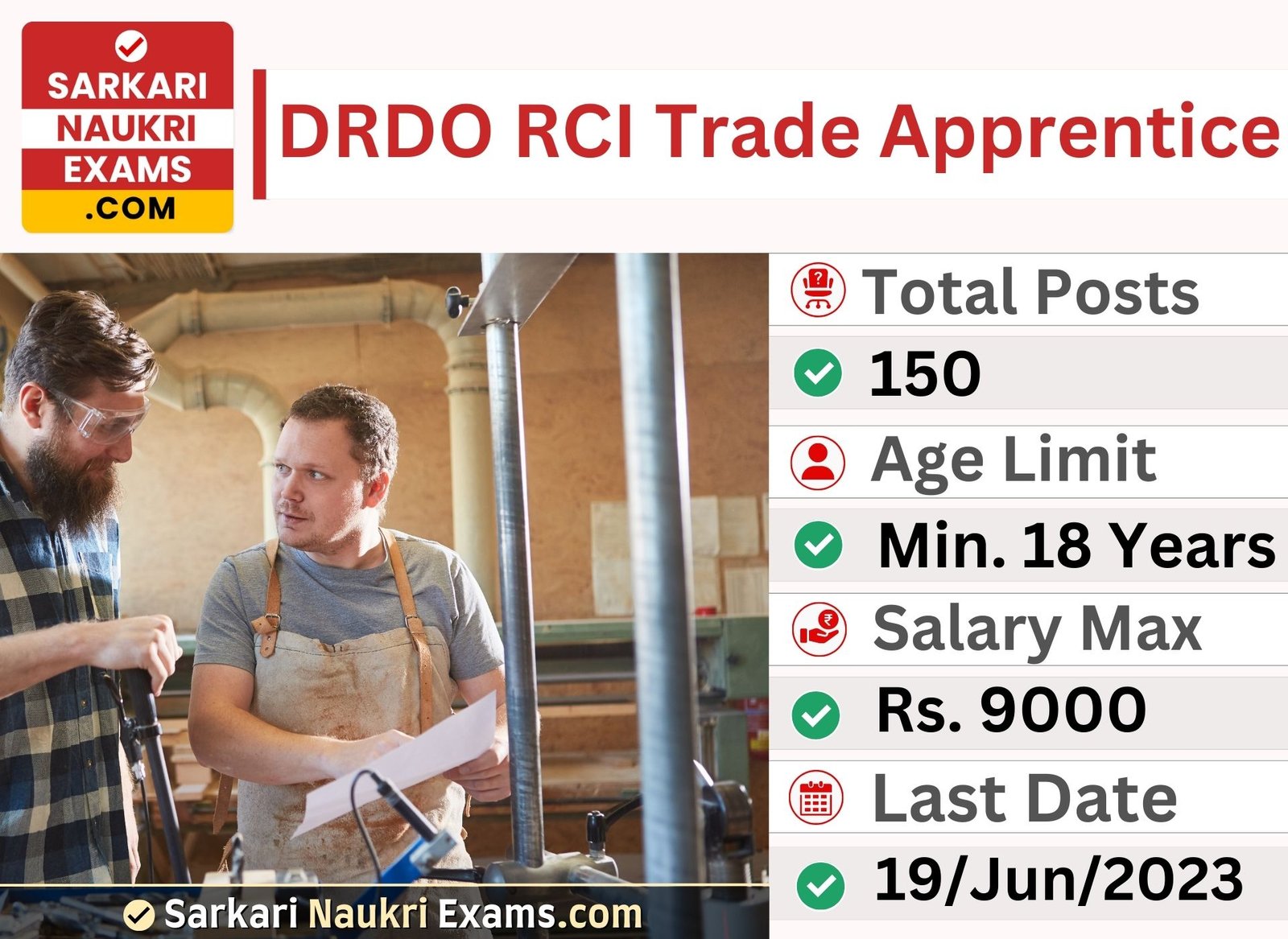 DRDO RCI Trade Apprentice Recruitment 2023 | Online Apply Form