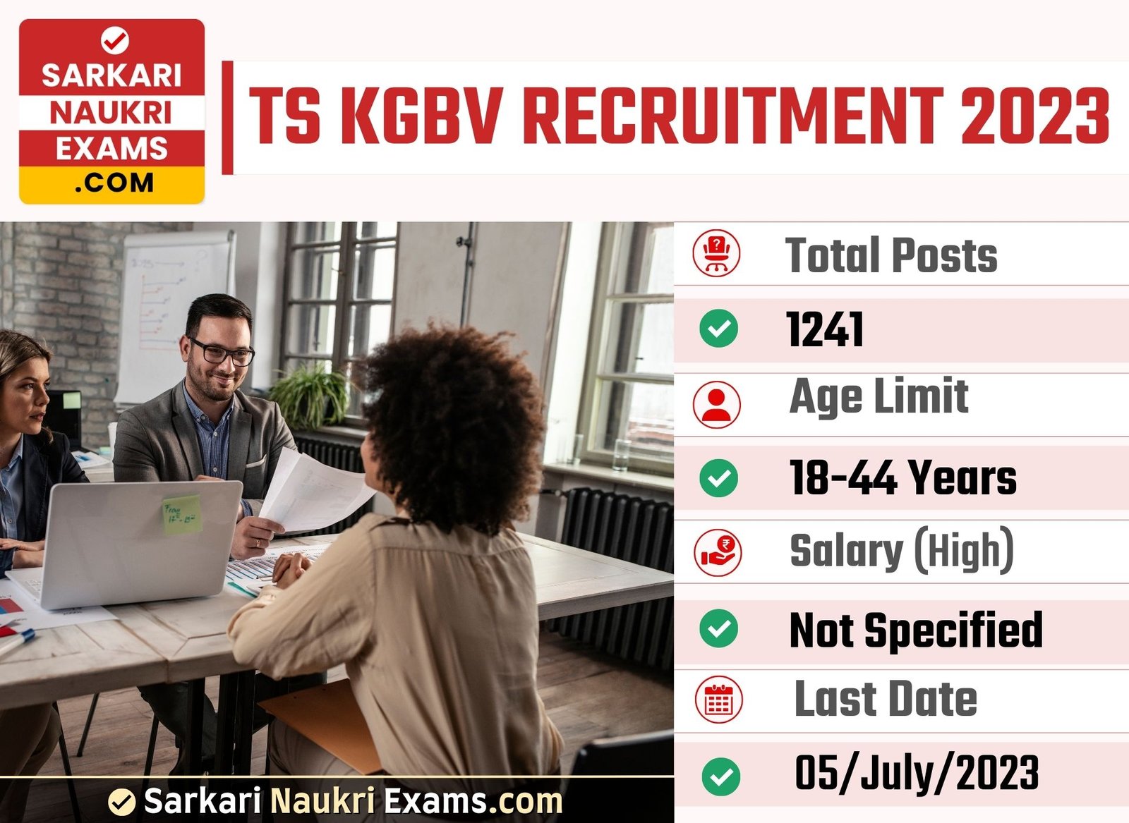TS KGBV Recruitment 2023 | 1241 Posts Form