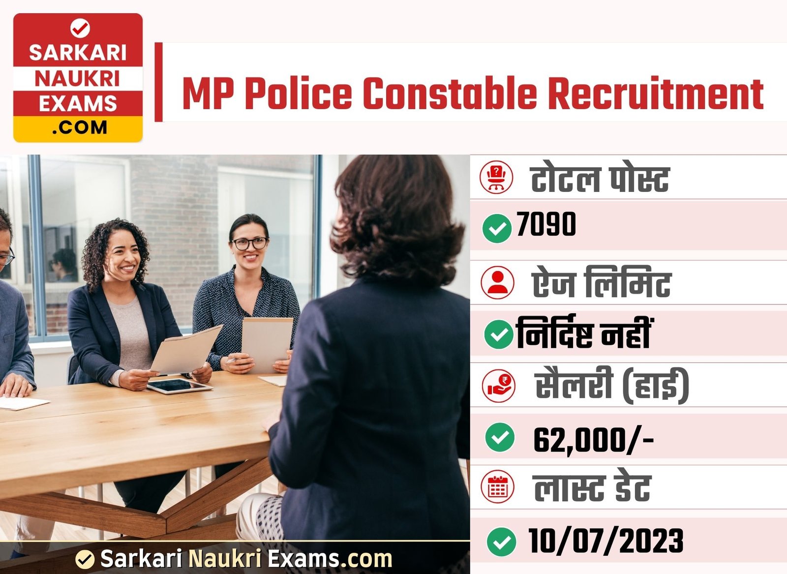 MP Police Constable Recruitment 2023 | 7090 Vacancy Online Form (Active Link)