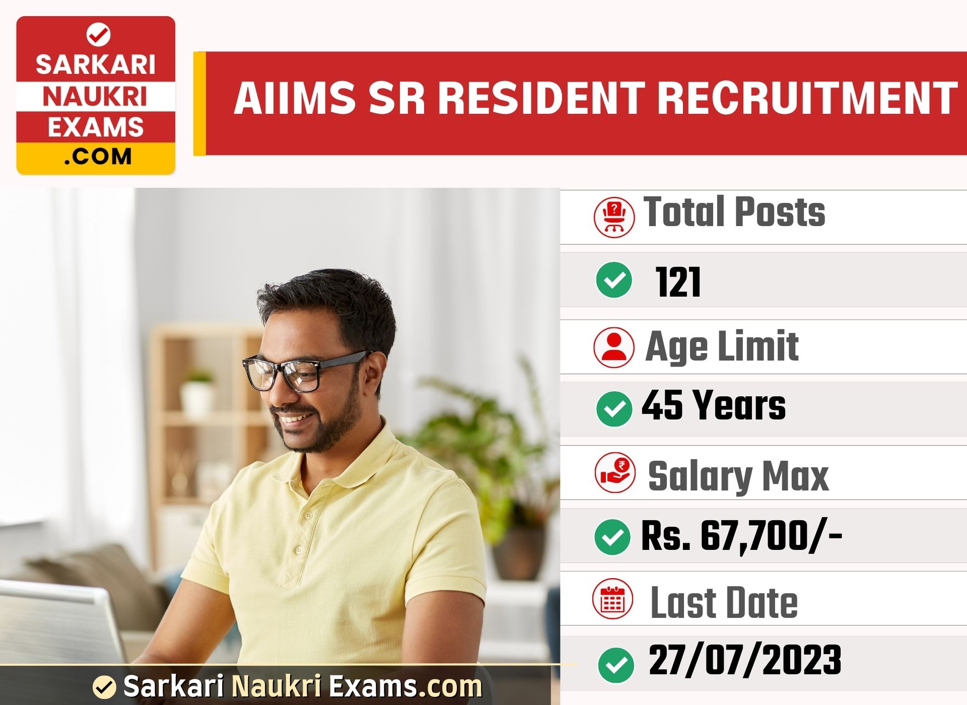 AIIMS Sr Resident Recruitment 2023 | 121 Vacancy Online Form 