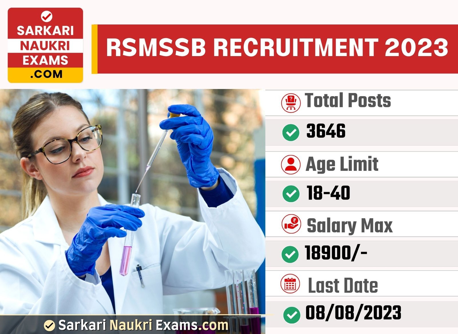 RSMSSB Female Health Worker Recruitment 2023 | 3646 Vacancy Online Form 