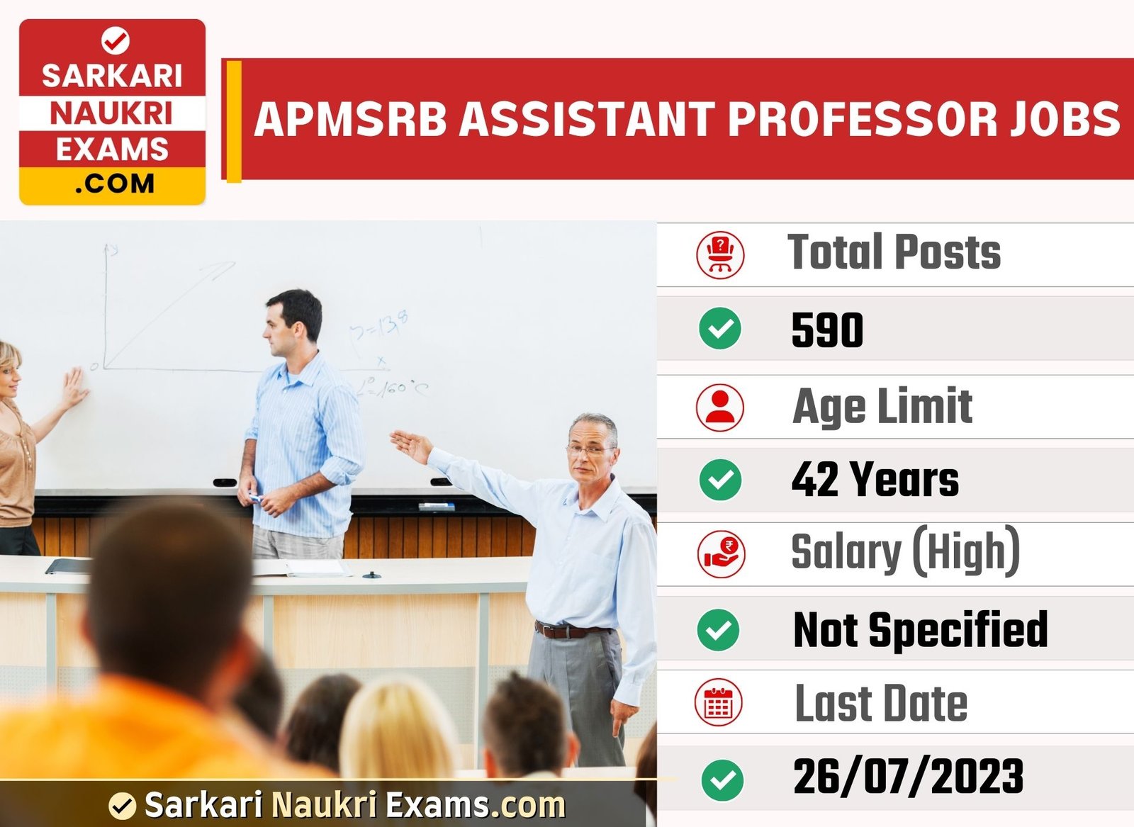 APMSRB Assistant Professor Recruitment 2023 | 590 Posts Apply Online Form