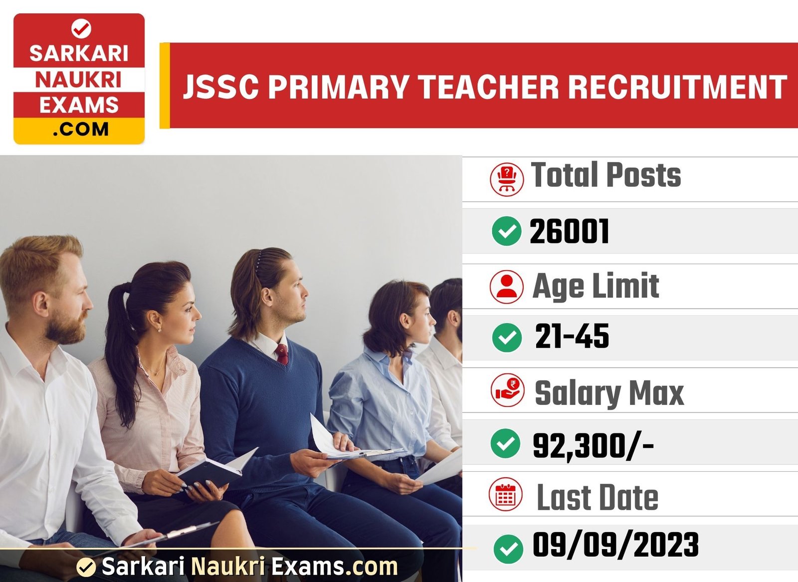 JSSC Primary Teacher Recruitment 2023 | 26001 Vacancy Online Form 