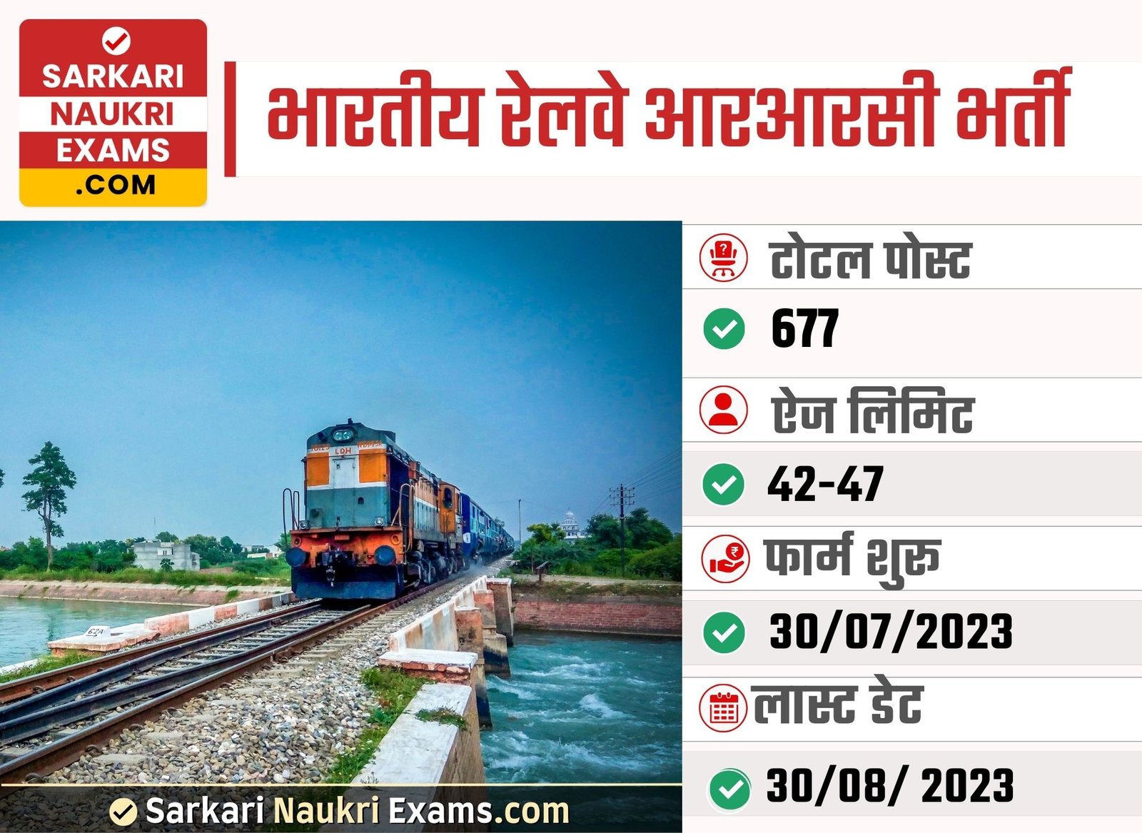 Indian Railway RRC Recruitment 2023 | 677 Post Apply Online Form