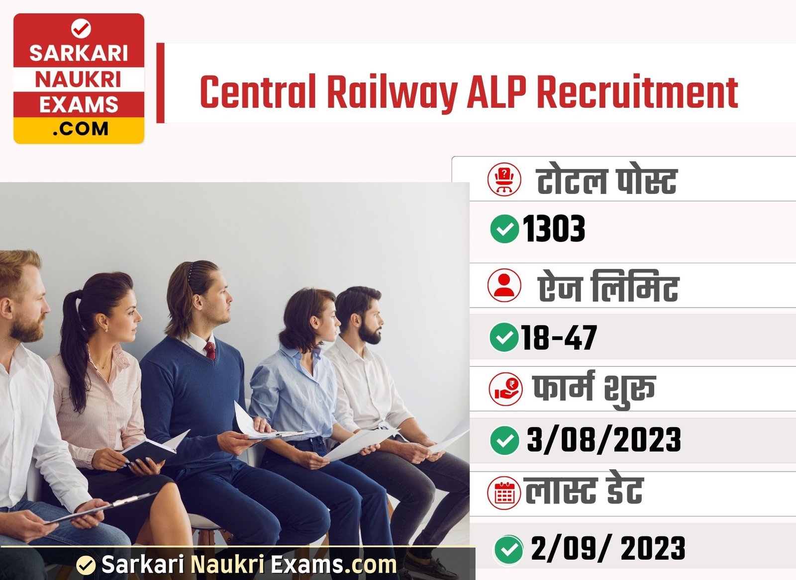 Central Railway ALP Recruitment 2023 | 1303 Vacancy Online Form 