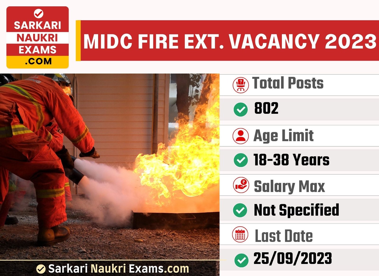 MIDC Driver, Fire Extinguisher Recruitment 2023 | 802 Vacancy Online Form 