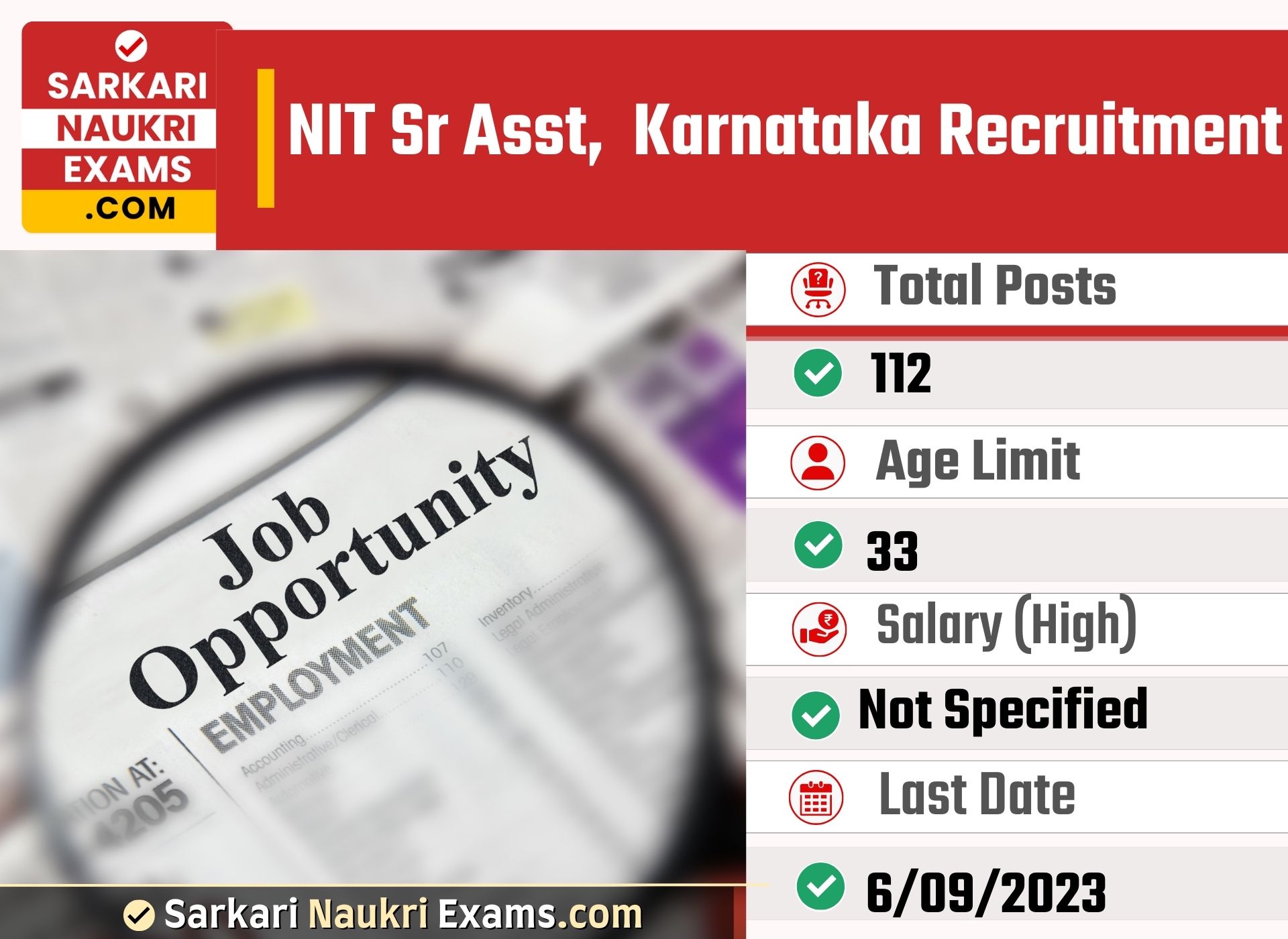 NIT Sr Asst, Technician Karnataka Recruitment 2023 | 112 Vacancy Online Form 