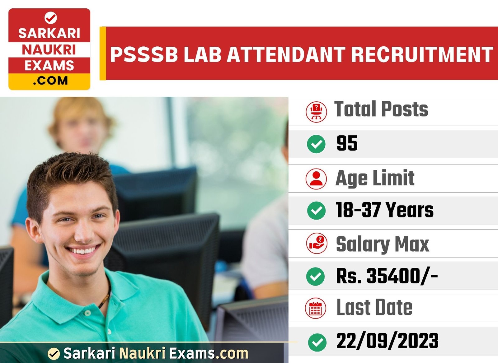 PSSSB Lab Attendant Recruitment 2023 | Last Date 25 Sept Online Form