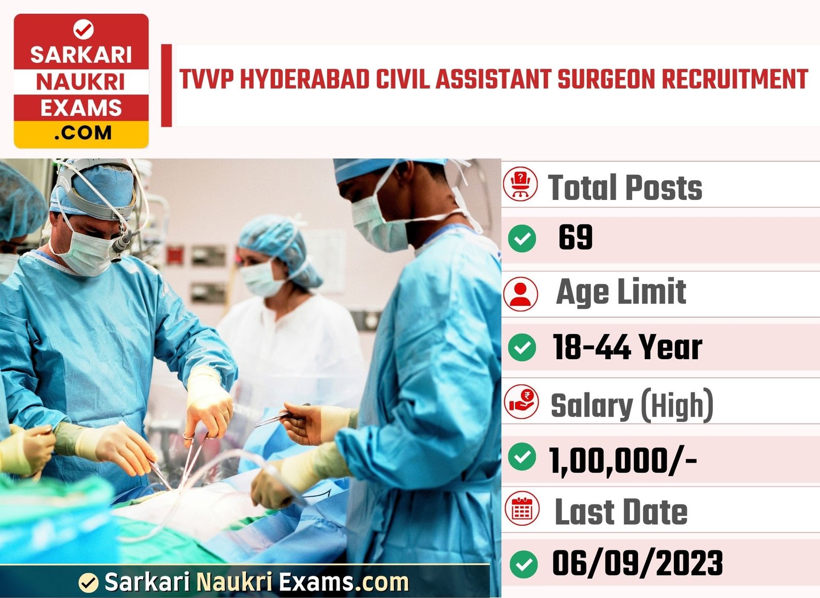 TVVP Hyderabad Civil Assistant Surgeon (CAS) Recruitment 2023 | Apply Online Form