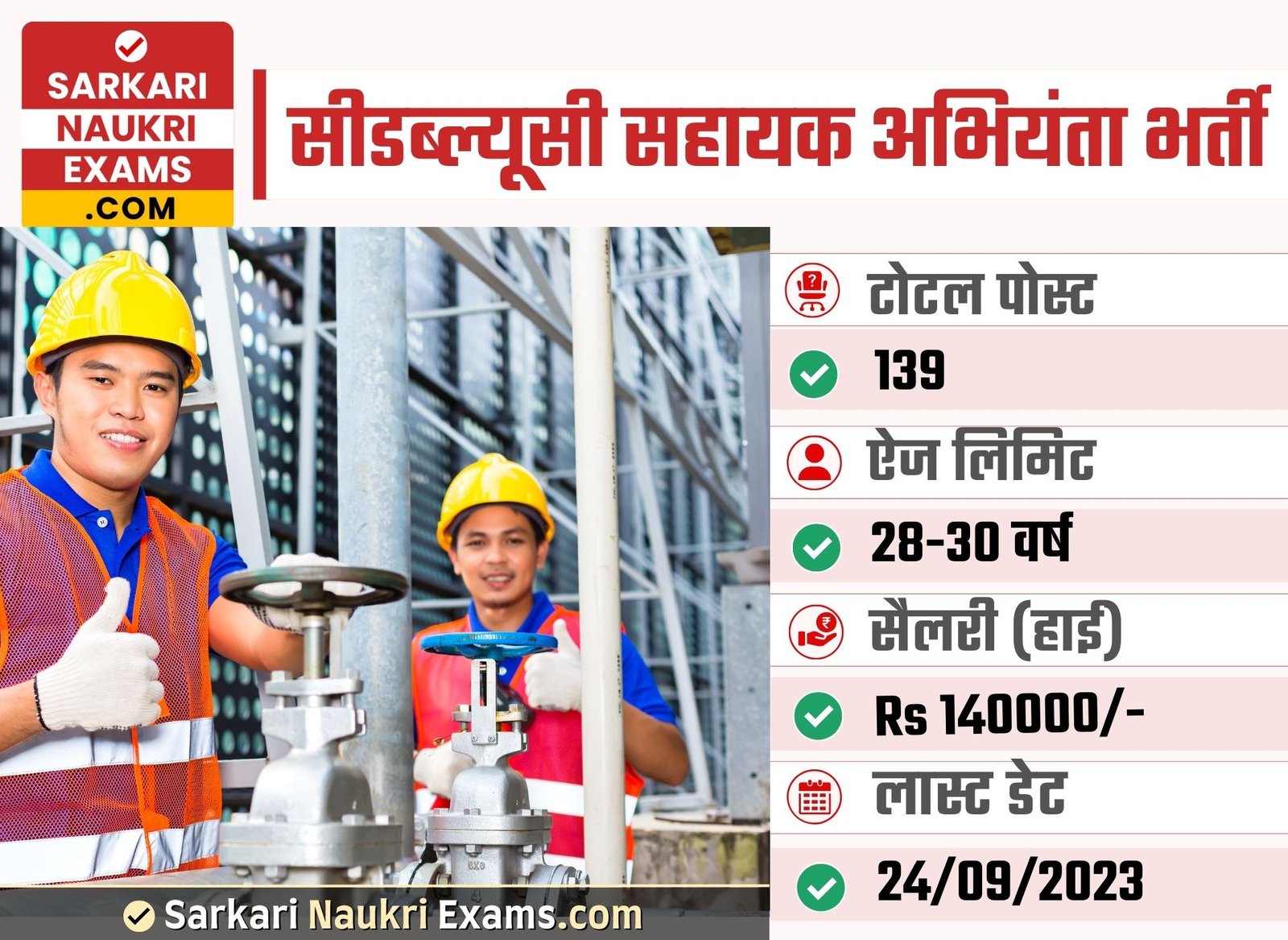 CWC Assistant Engineer Recruitment 2023 | Salary Upto 140000/- Online Form