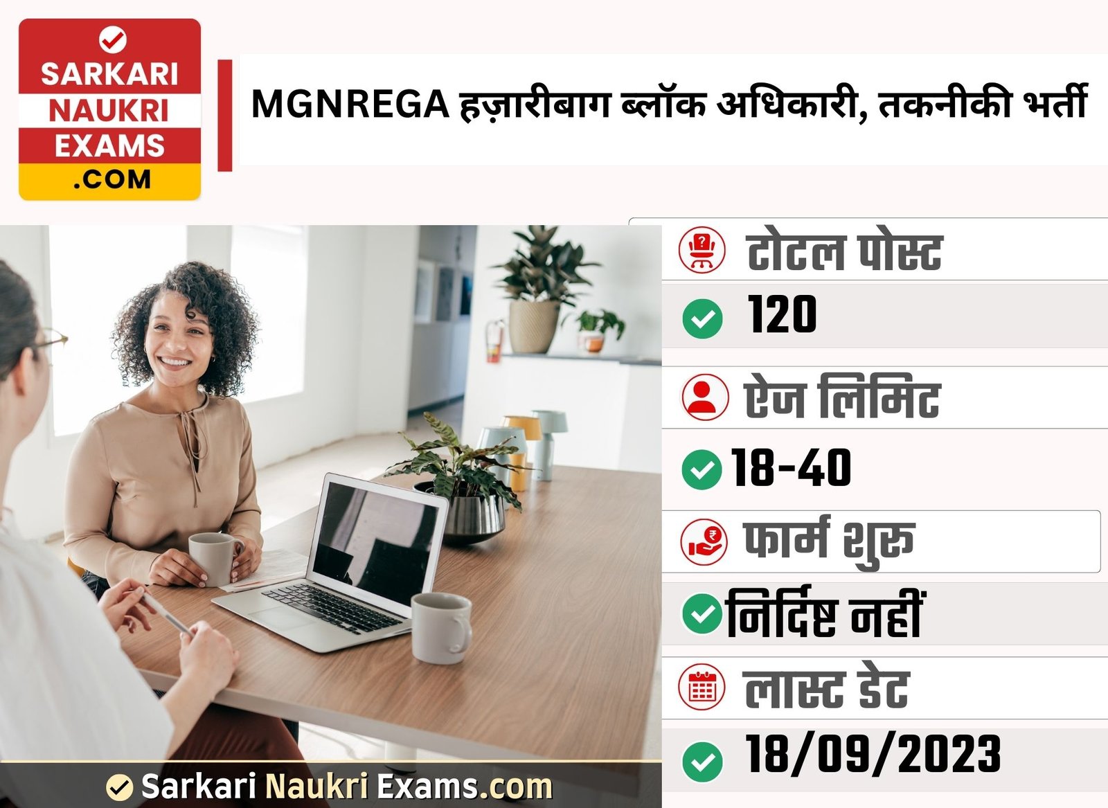 MGNREGA, Hazaribag Block Officer, Technical Asst Recruitment 2023 |120 Vacancy Online Form 