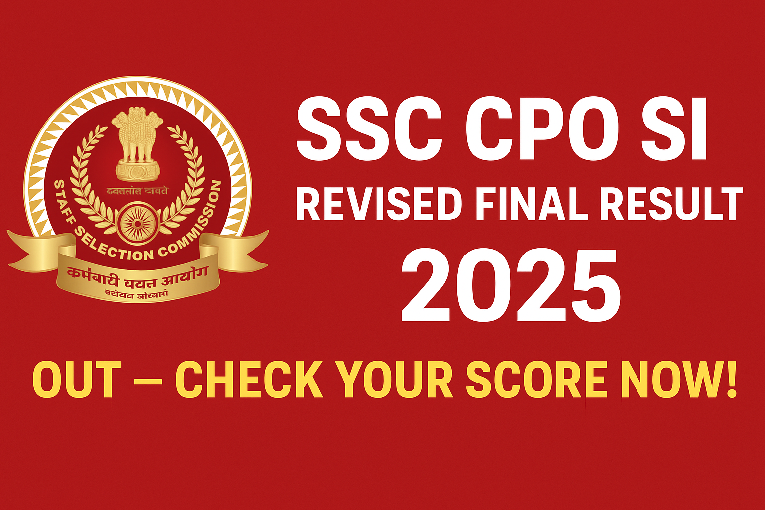 SSC CPO SI Revised Final Result 2025 Out – Check Your Score Now!